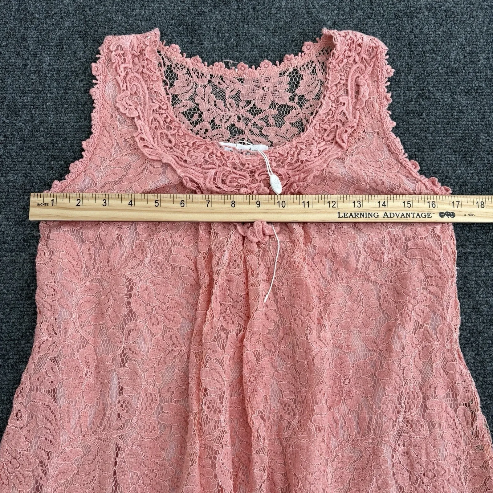 Y2K Pretty Angel Dress M Pink Lace Sleeveless Flowy Boho Whimsical Linen Blend - Image 7