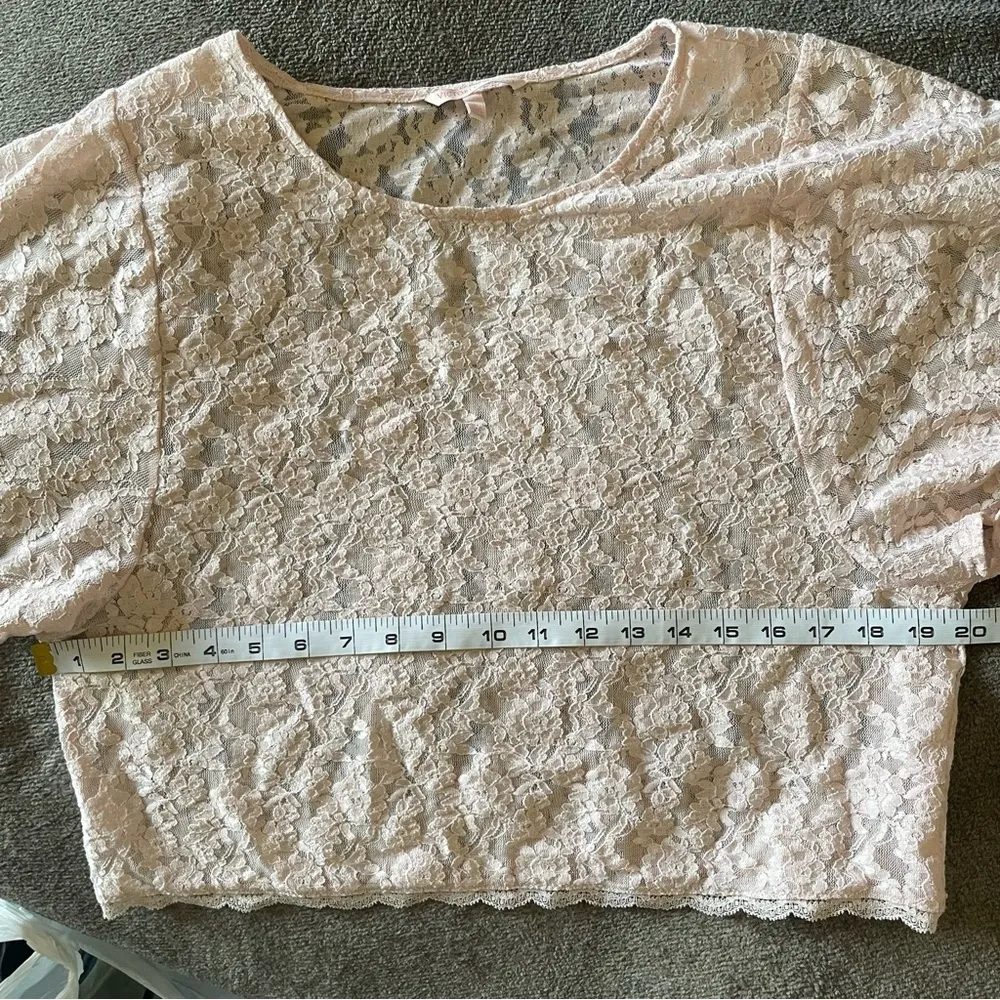 Victoria’s Secret Sheer Lace Balletcore Romantic Coquette Short Sleeve Crop Top - Image 8