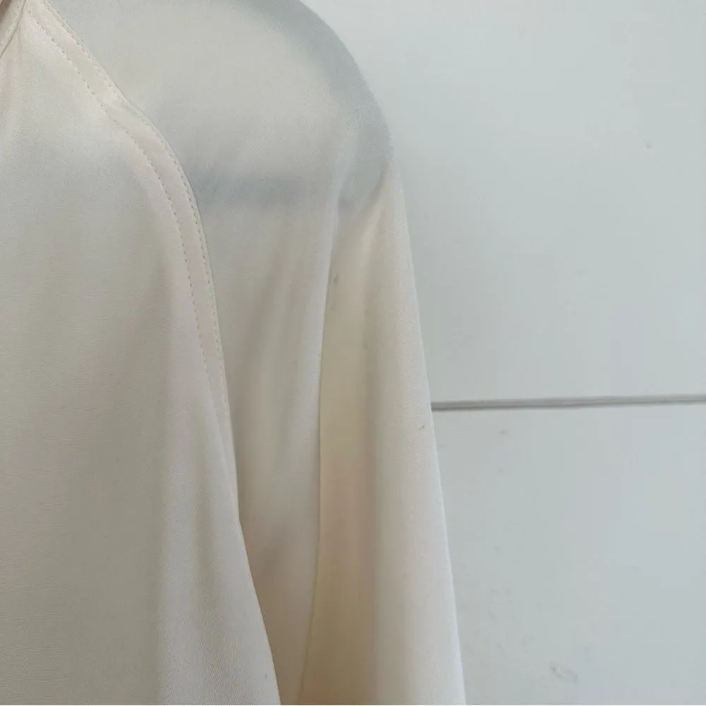 Joseph  Women’s Extra Small 100% Silk Zip Up Cream Jacket - Image 4