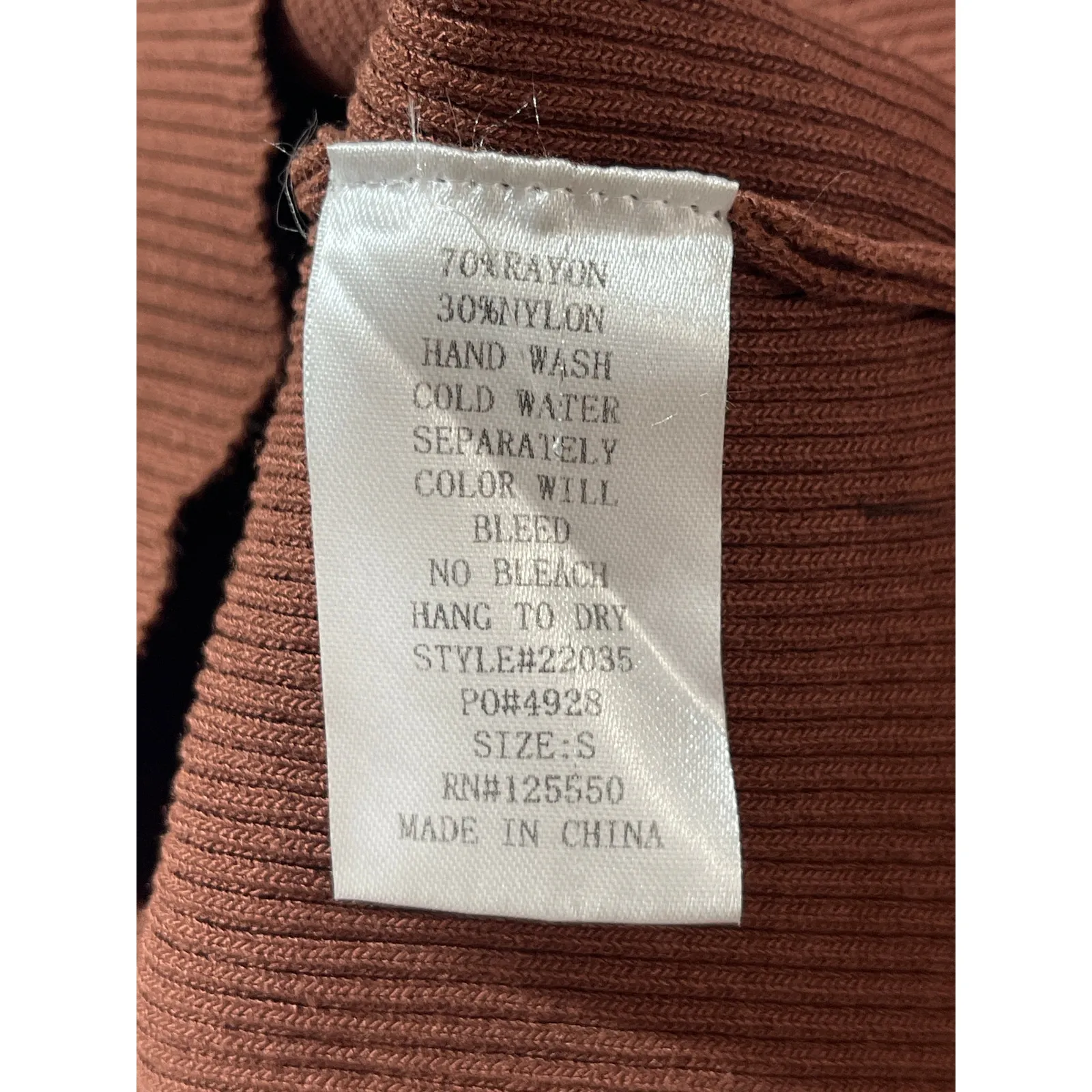 Hera Brown Long Sleeve Cutout Turtleneck Ribbed Knit Mini Bodycon Dress Size S - Image 4