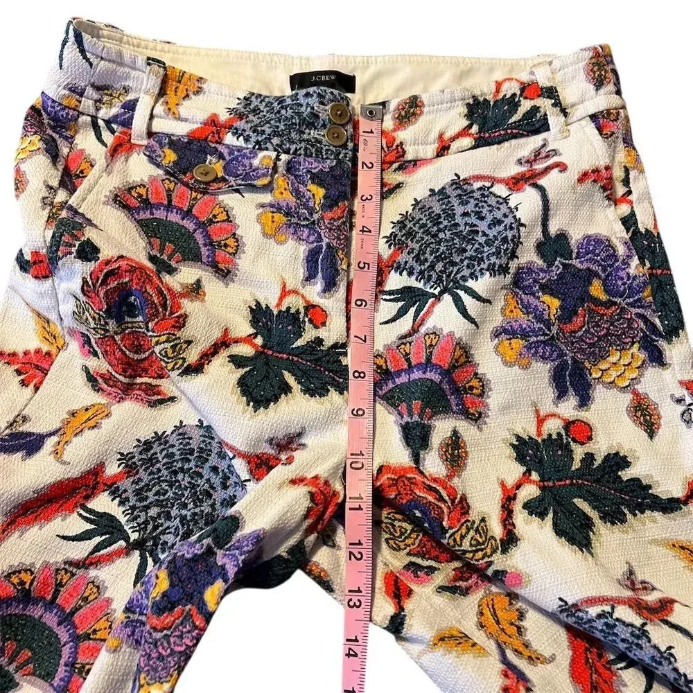 J. Crew Women's Paisley Crop Pants Size 8 Multicolor Casual Spring - Image 4