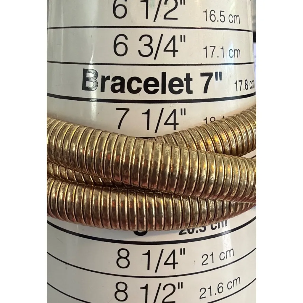 Vintage Gold Tone Cobra Coil Bracelet 3 Intertwined Stretch Flexible 7.5" Estate - Image 4