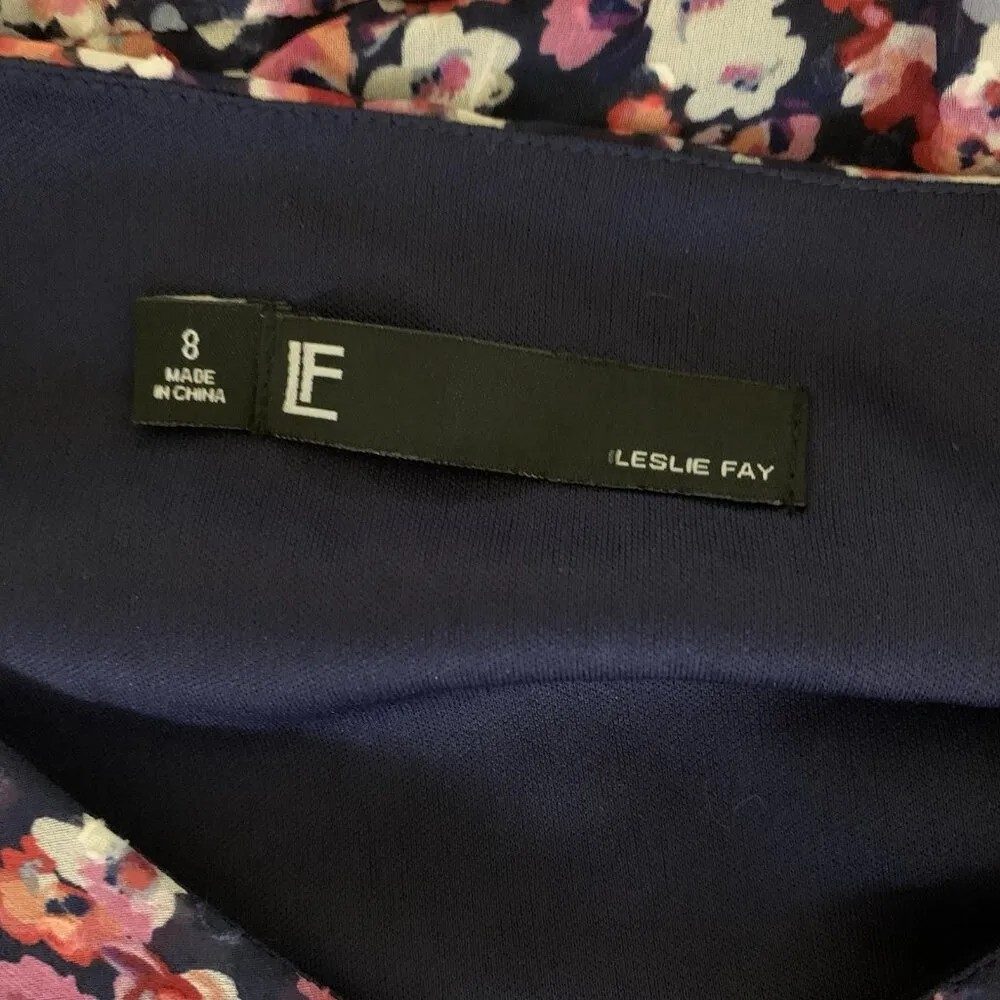 Leslie Fay Floral Ruffle Hem Dress 8 Long Sleeve Boho Spring Garden Party - Image 4