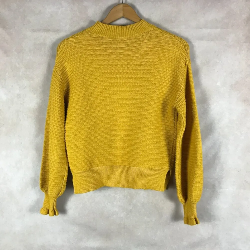 Mustard Yellow XS Mock Neck Sweater SKIES ARE BLIE - Image 3