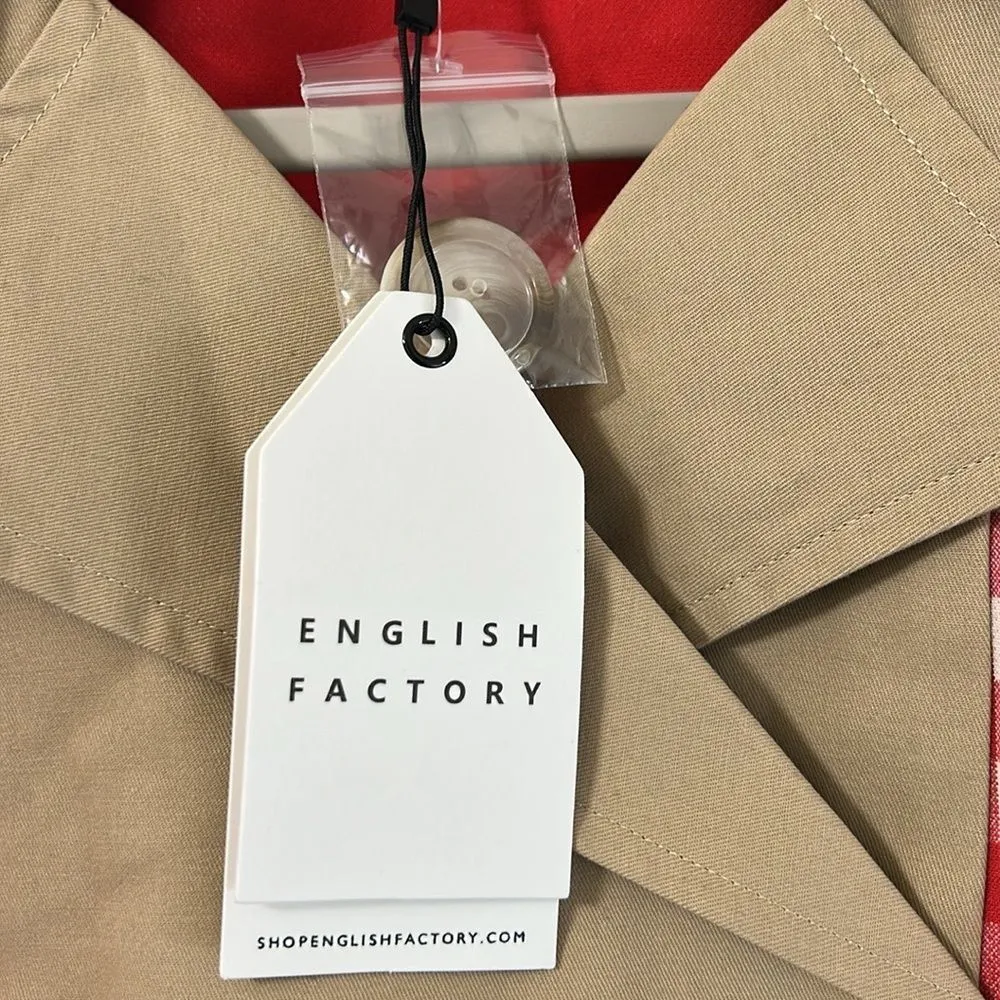 Anthropologie English Gingham Cropped Jacket(Size Medium) Tan - Image 10