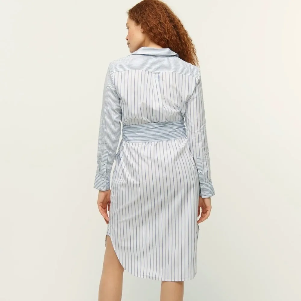 J Crew Classic-fit cotton poplin shirtdress blue mixed stripe 0 XS - Image 4