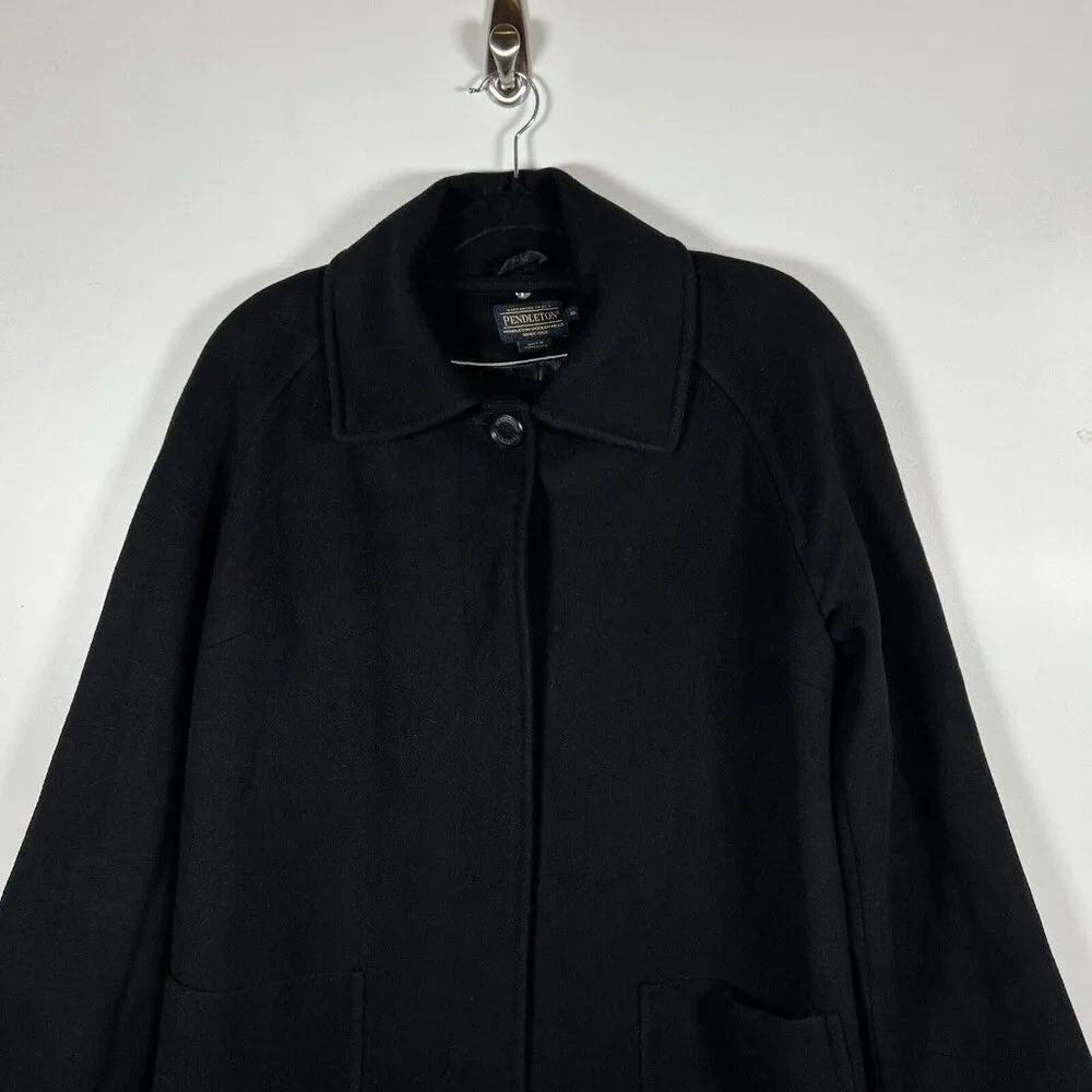 PENDLETON Warm WOOL/CASHMERE TRENCH COAT Long Black Winter Jacket Womens Size 10 - Image 5