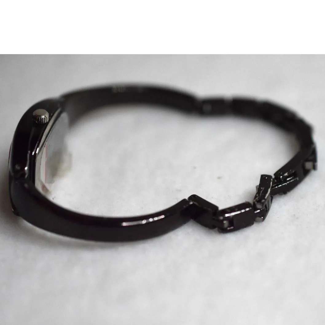 Maurices Black Metal Cuff/Link Box Latch Quartz Goth Casual New Battery Watch - Image 4