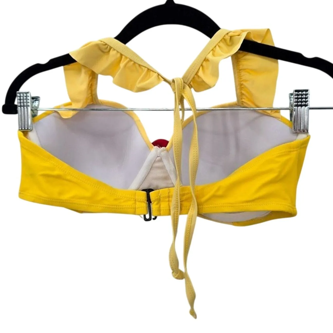 Disney Bell Rose Yellow Floral Ruffle Y2K 2000s‎ Swim Bra Halter Costume S/M - Image 2