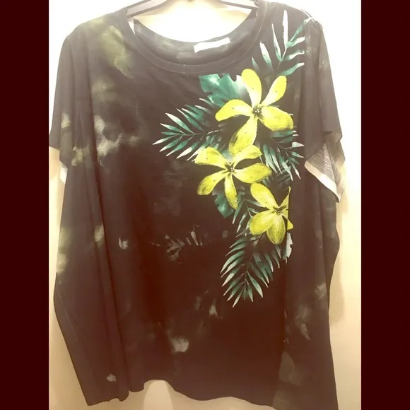 2XL Lime Floral Top/Coverup with embellish… - Image 3