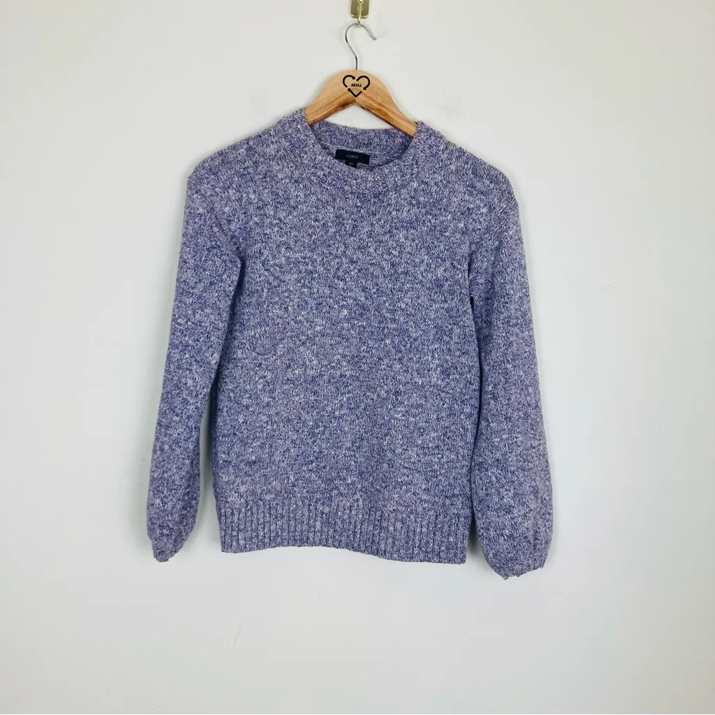 J. Crew light purple lavender cotton linen blend sweater subtle. balloon sleeve - Image 2