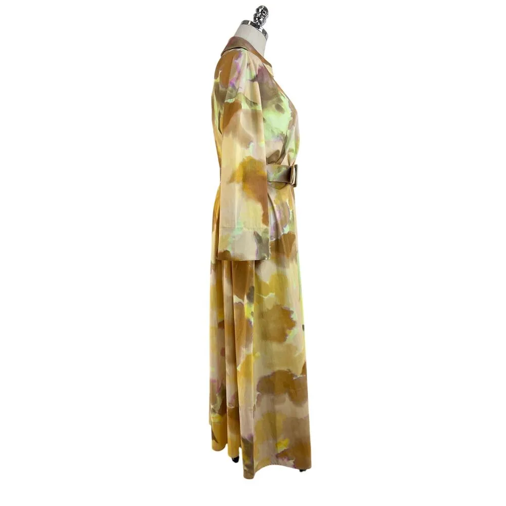 Exquise Brooklyn Dress Cotton Yellow Orange Pastels Watercolor Printed Size 12 - Image 8