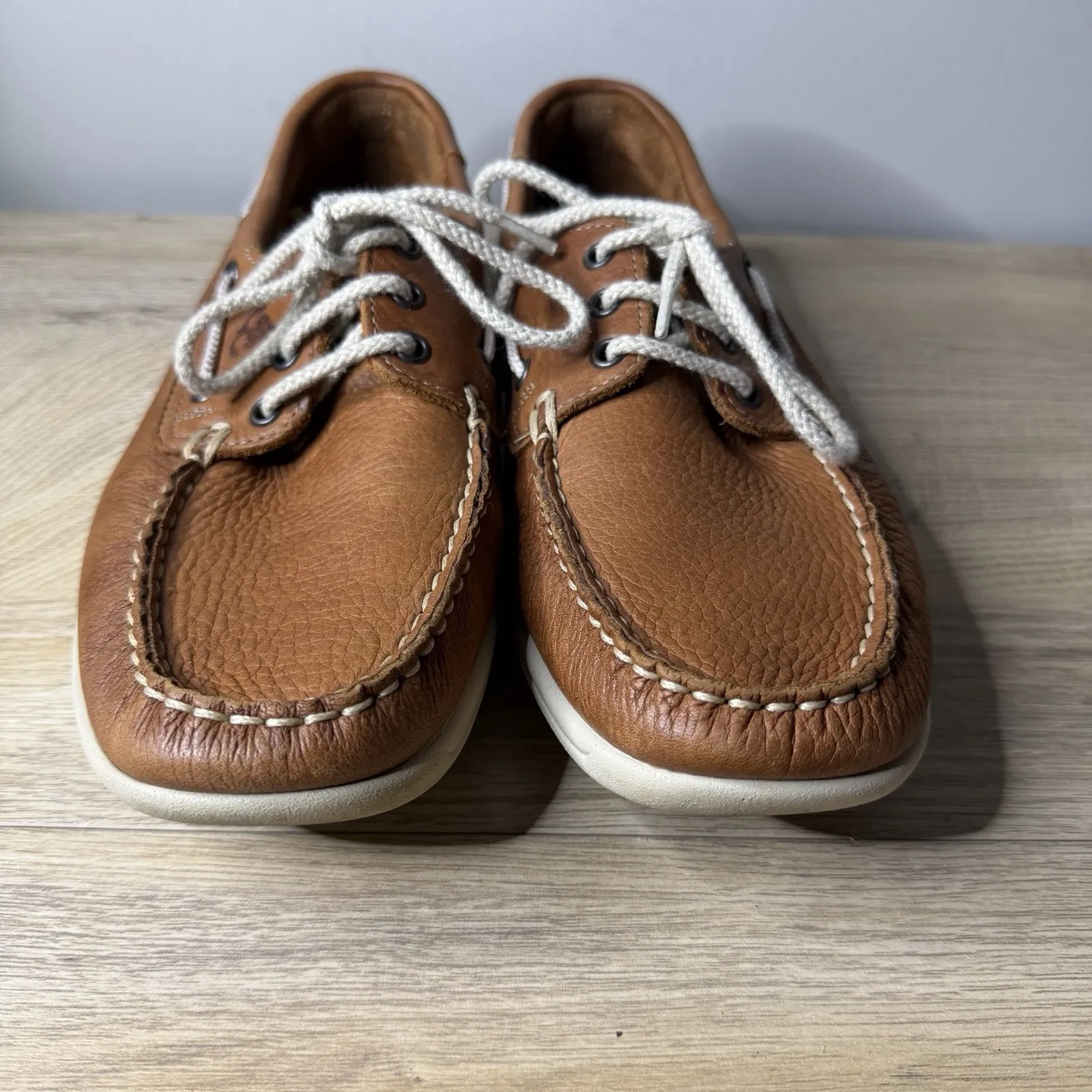 SAS Catalina Lace Up Boat Shoes Womens 9 M Brown Leather Moc Toe Nautical Preppy - Image 2