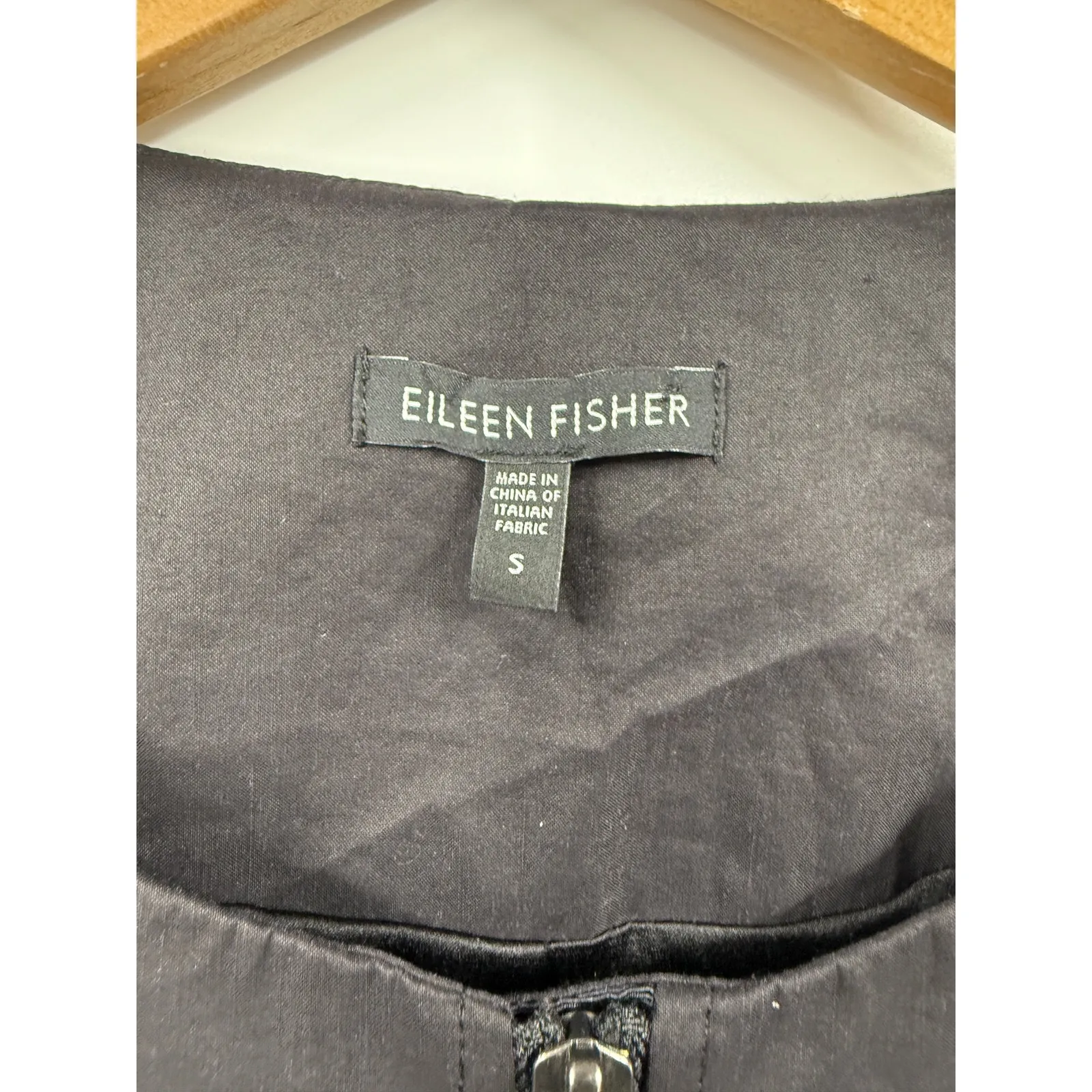 Eileen Fisher Jacket Womens Small Full‎ Zip Long Sleeve Basic Black Ramie Blend - Image 2