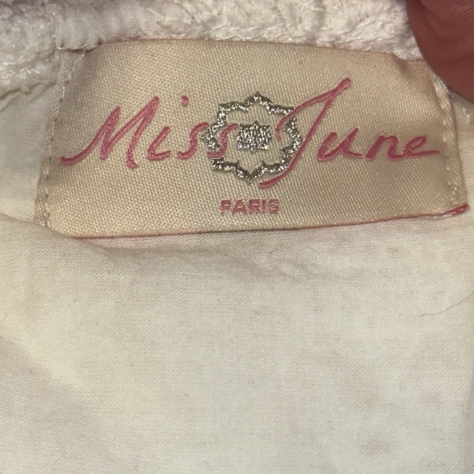 Miss June Womens White Eyelet Lace‎ High Low Dress Size Small On/Off Shoulders - Image 10