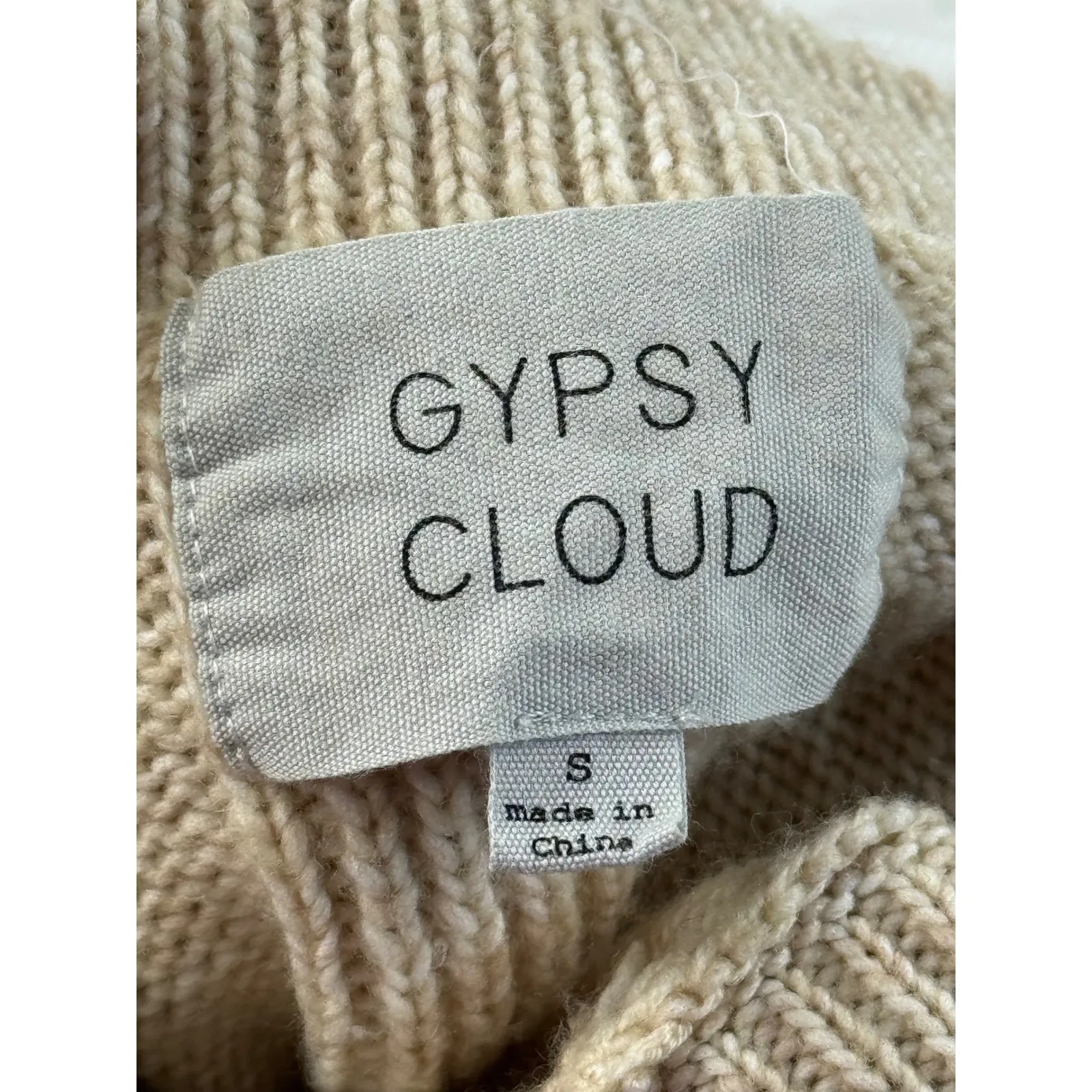 Gypsy Cloud Turtleneck Sweater Womens S Beige Tan Long Sleeve Knit Pullover - Image 8