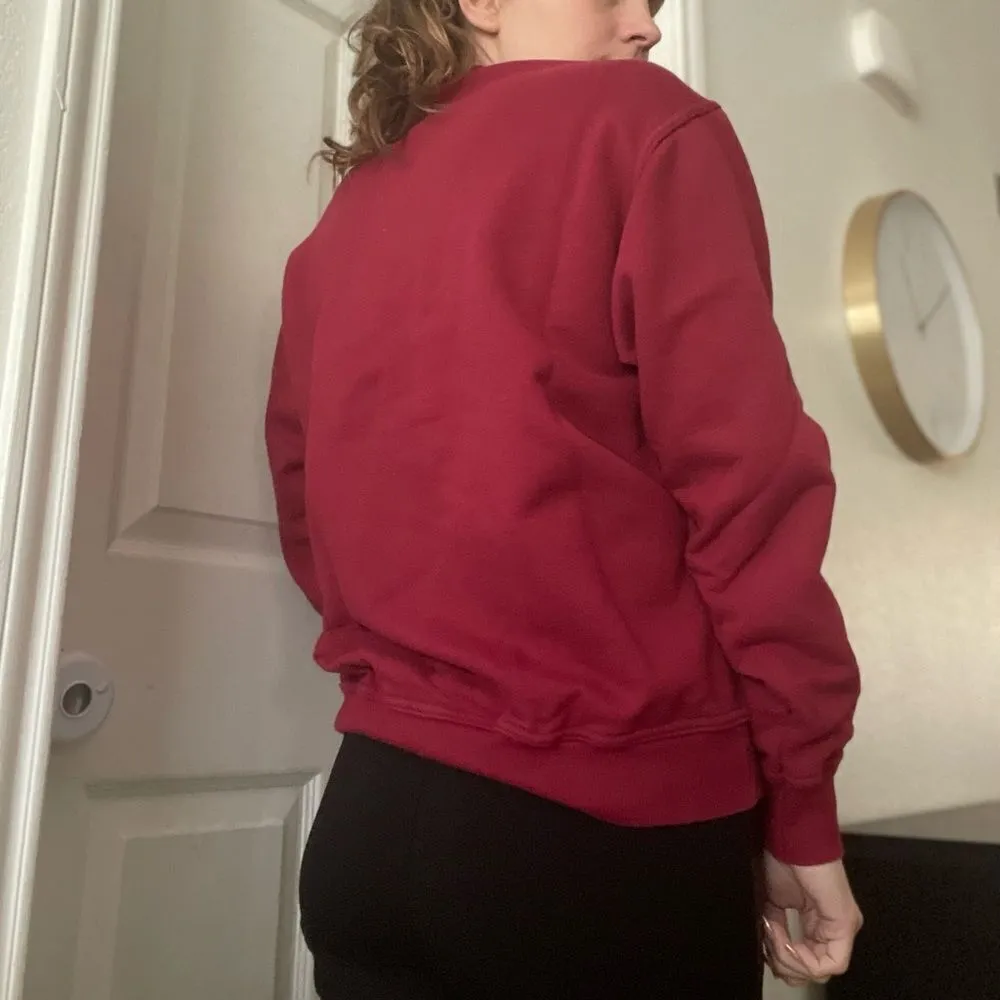 Vintage Y2K‎ Embroidered Oversized Crewneck Sweater Size Medium Red Red - Image 4