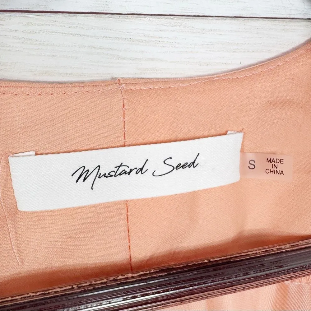 Mustard Seed Deep V Neck Bat Wing Peplum Blouse Peach Small - Image 12