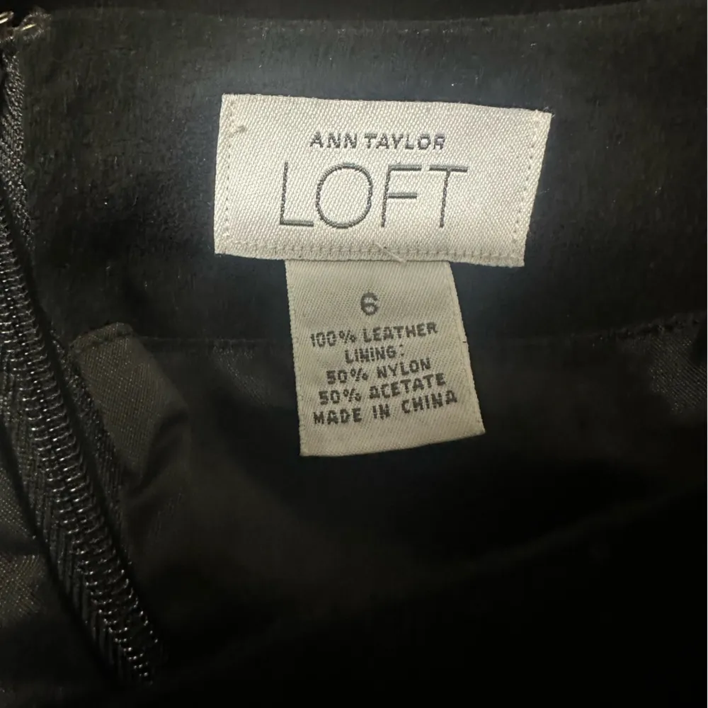 Genuine Suede Leather Black Ann Taylor Loft Slit and Button Back Midi Skirt 6 - Image 9