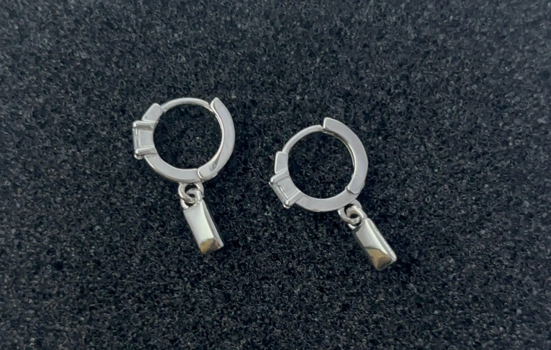 Metal Bar Dangle Drop Earrings for Men Women Streetwear Unisex Hip Hop Earrings Silver - Image 2