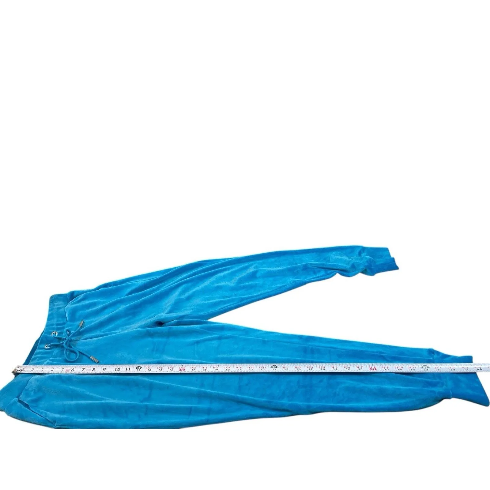 Juicy Couture Turquoise Velour Jogger Sweatpants “Juicy” Rhinestone Back NWT M - Image 9