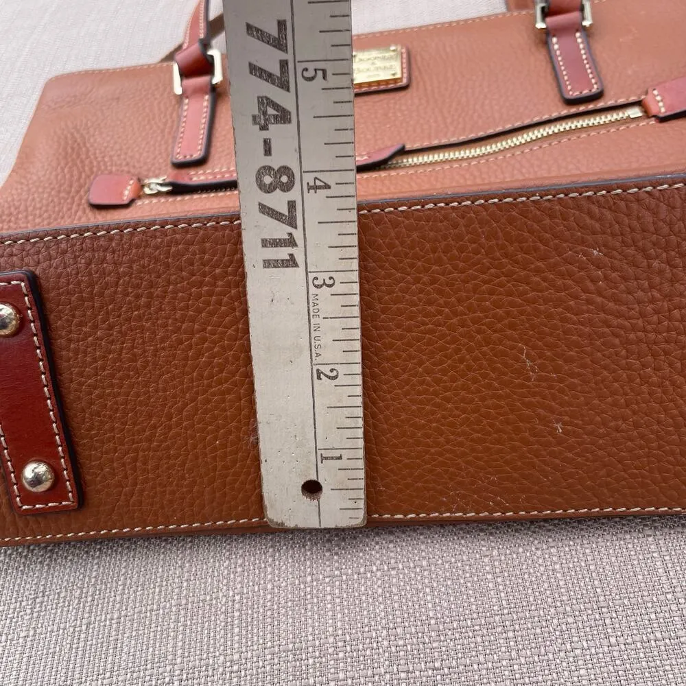 Dooney & Bourke Leather Brown Shoulder Bag Tote Classic Red Interior Purse - Image 4