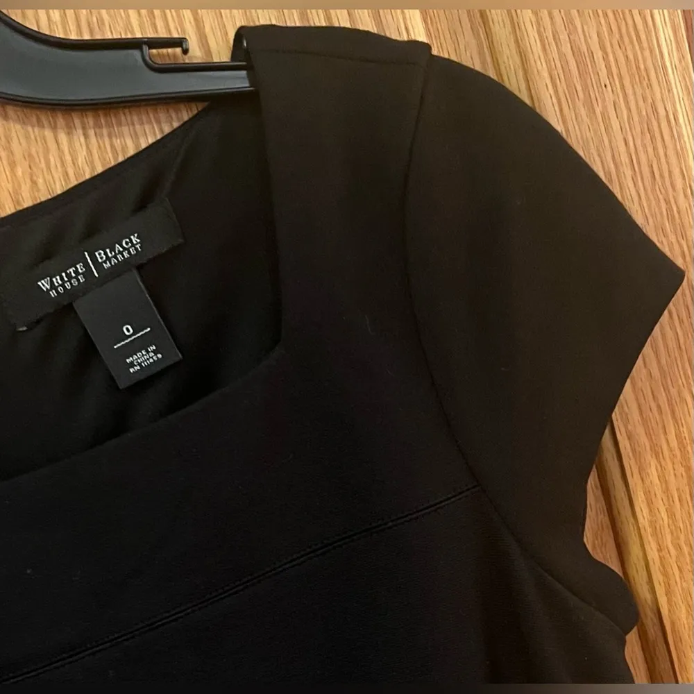 White House Black Market Stretch Ponte Knit Square Neck Ruffle Mini Dress Size 0 - Image 5