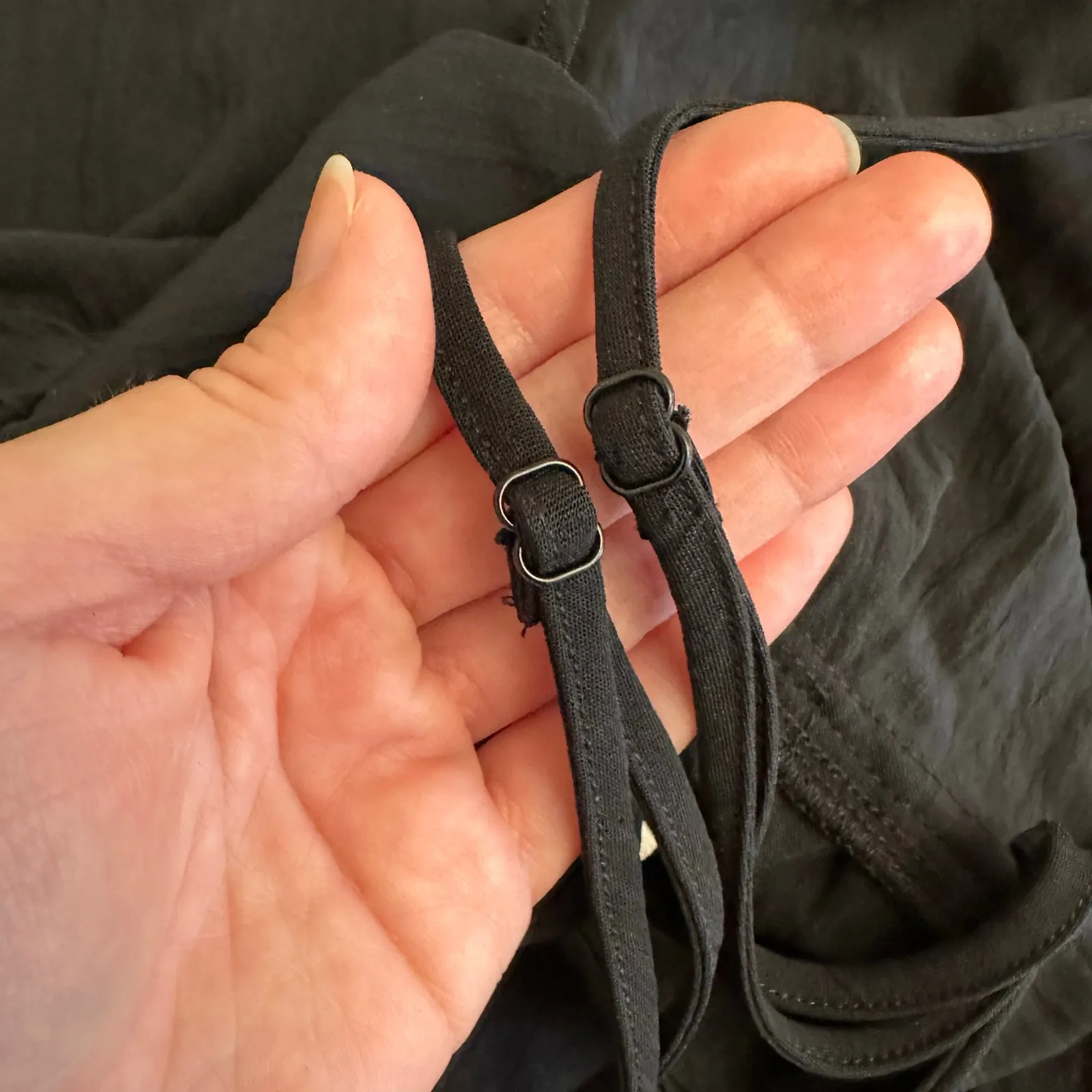 A New Day Black Slip Midi‎ Dress Women’s Large L Crinkle Sleeveless V-Neck - Image 8