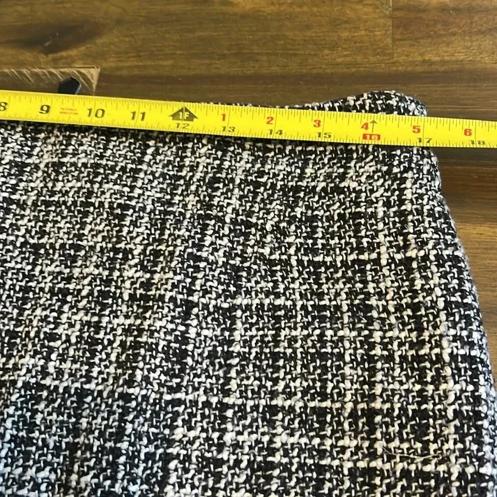 Boston Proper Tweed  Zippered Mini Skirt Glitter Andrea Behar Black White Gold - Image 7