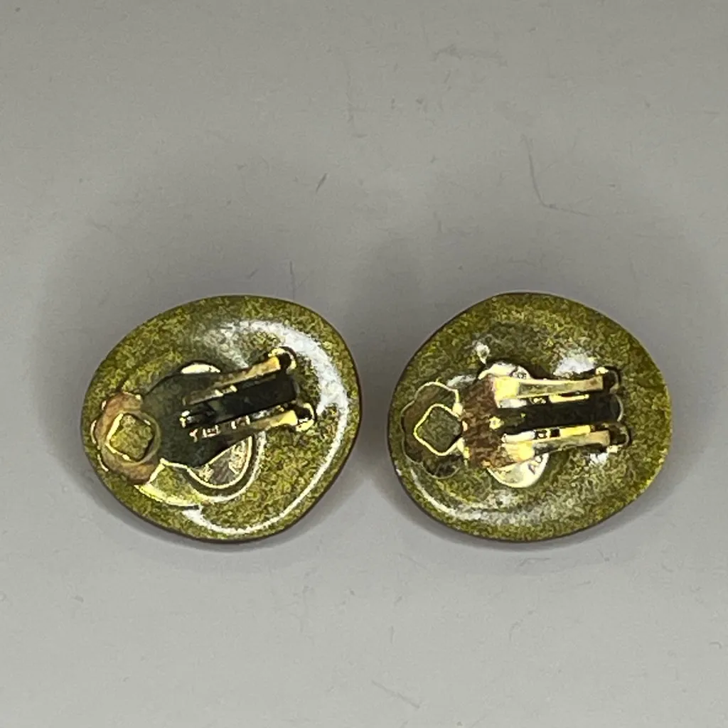 Alexis Bittar Translucent Lucite Oval Black Pink Gold Clip On Earrings - Image 10