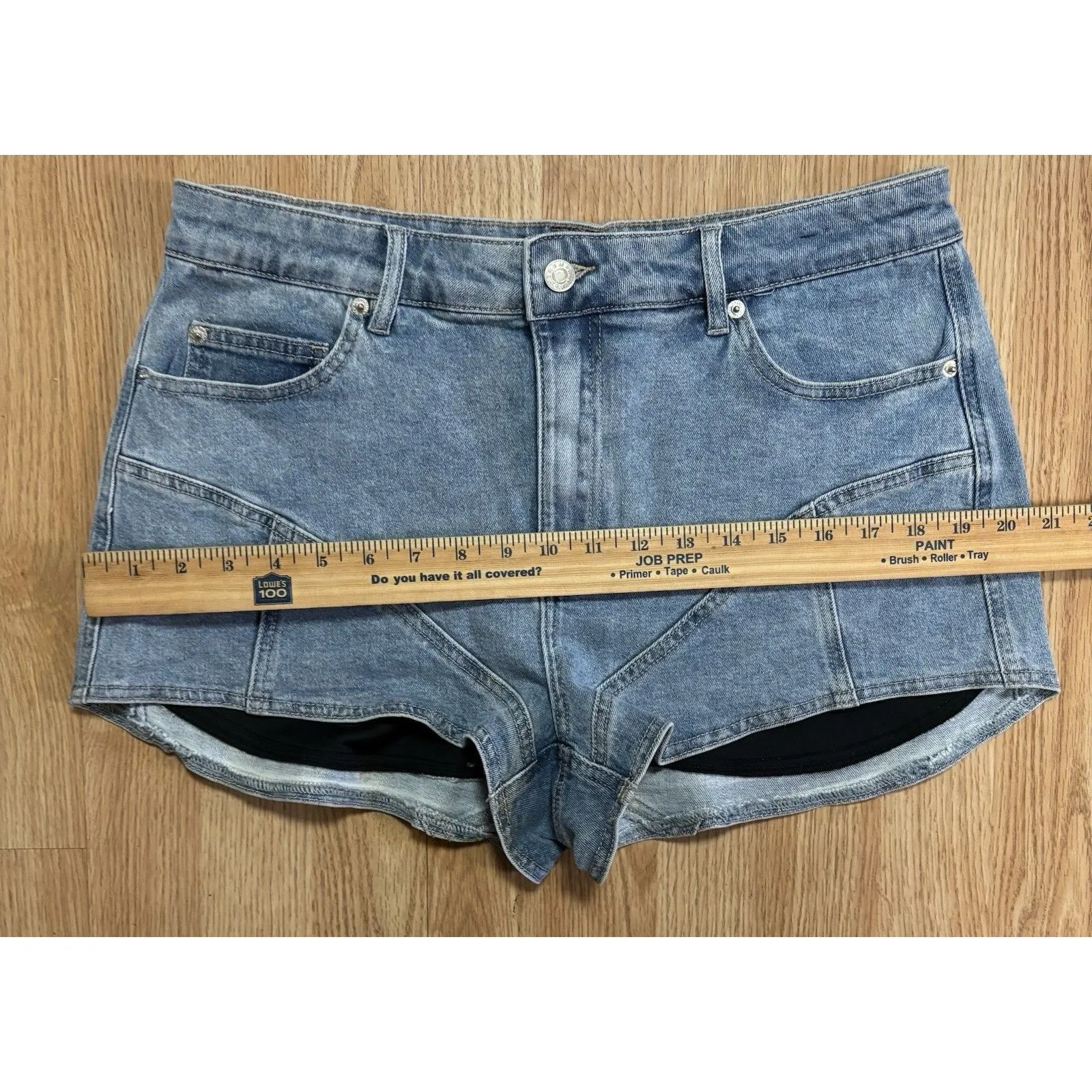 AKIRA Show Me What You Got Denim Mini By Shorts Size XL Jean With Black Pockets Blue - Image 8