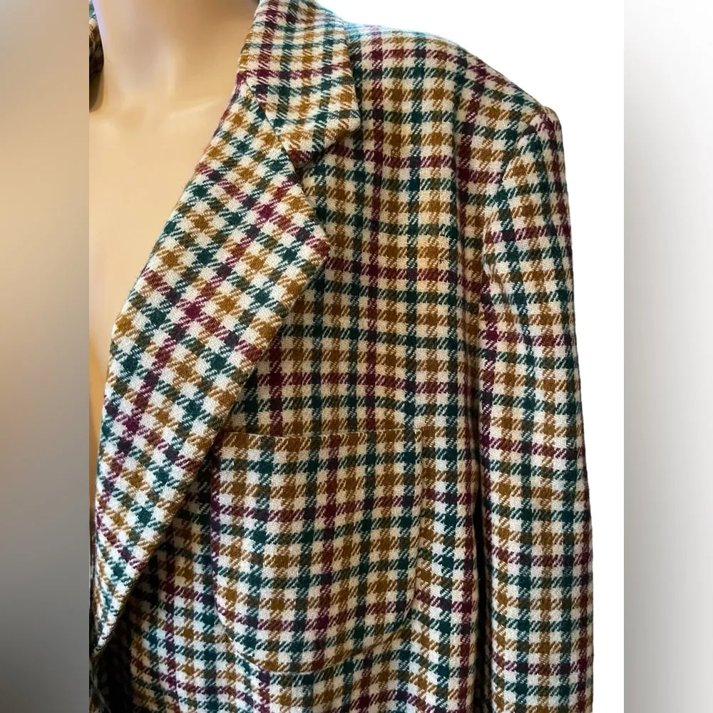 Donny Brook Vintage Plus Preppy Academia Houndstooth Oversized Wool Tweed Blazer - Image 2