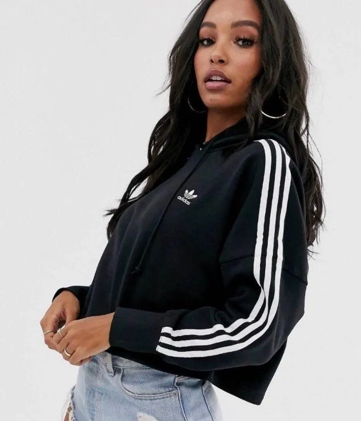 Originals adicolor cropped hoodie In Black Size Small - Image 2