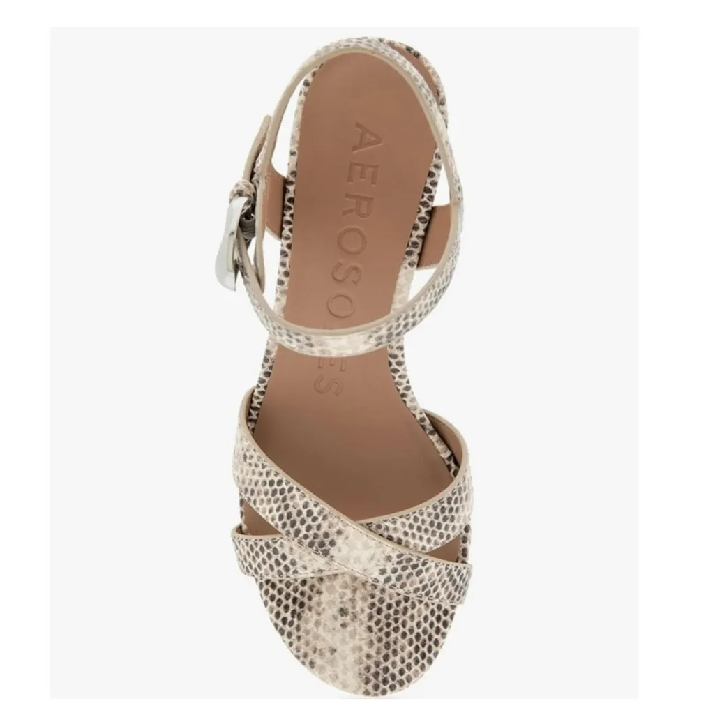 Aerosoles | Cinzia Roccia snake print neutral low heel sandals - Image 2