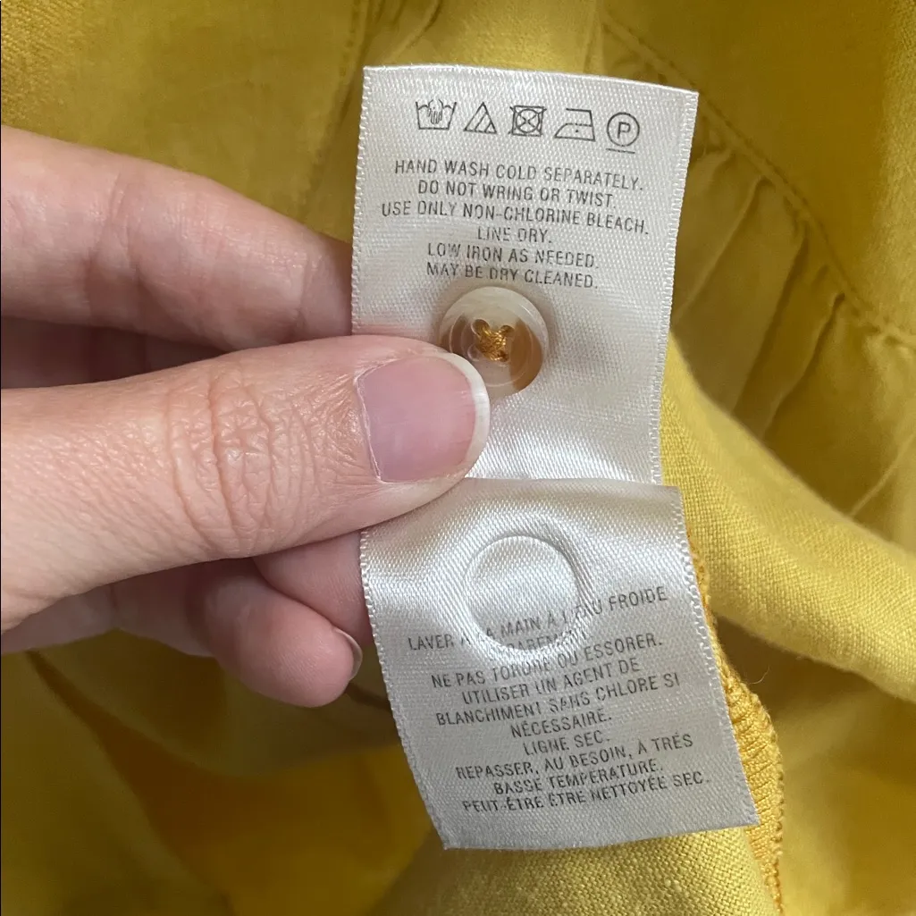 ANTHROPOLOGIE Holding Horses McKenzie Linen Peplum Blouse Canary Yellow Size L - Image 6