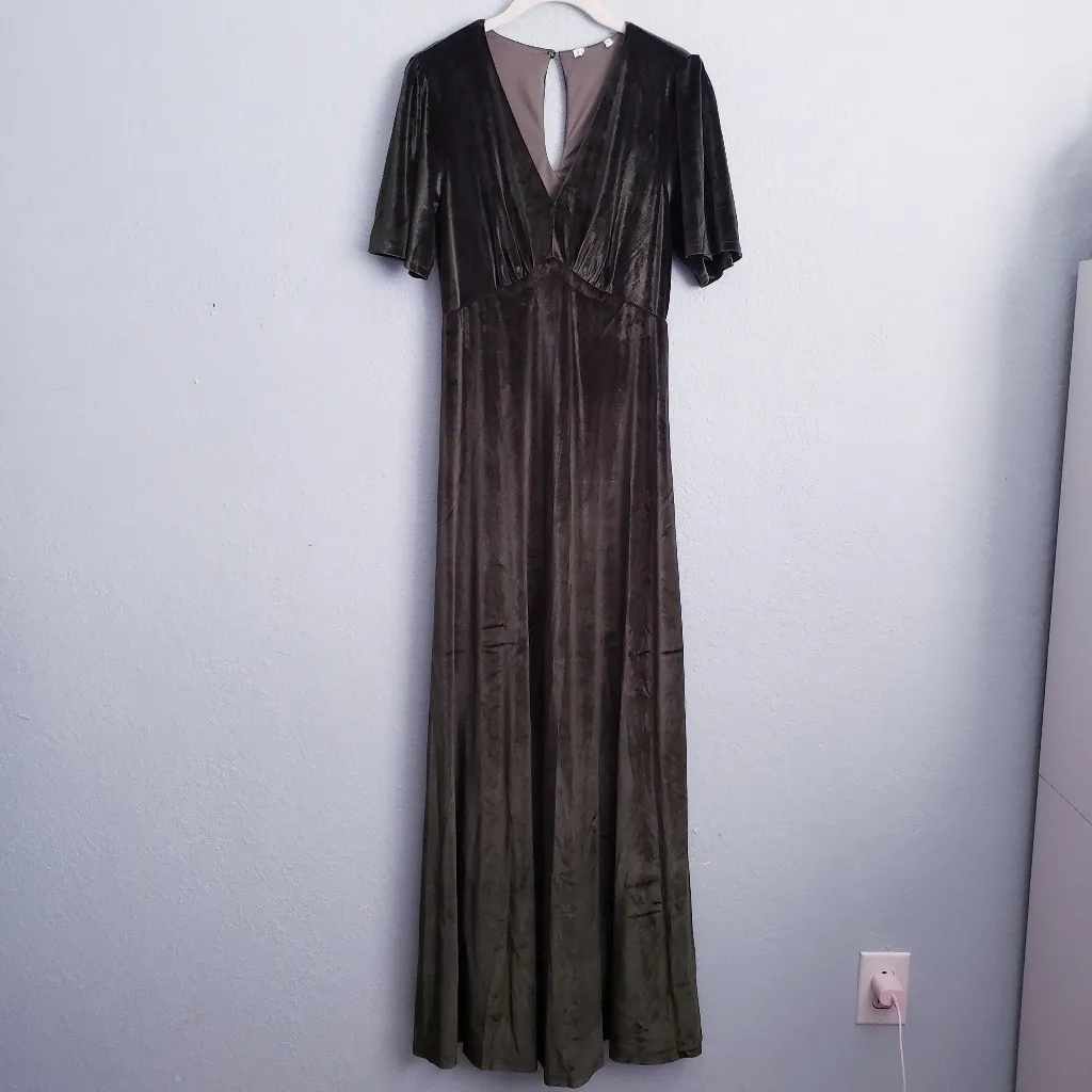 Baltic Born Vivian Olive Green Velvet Maxi Dress - Image 3