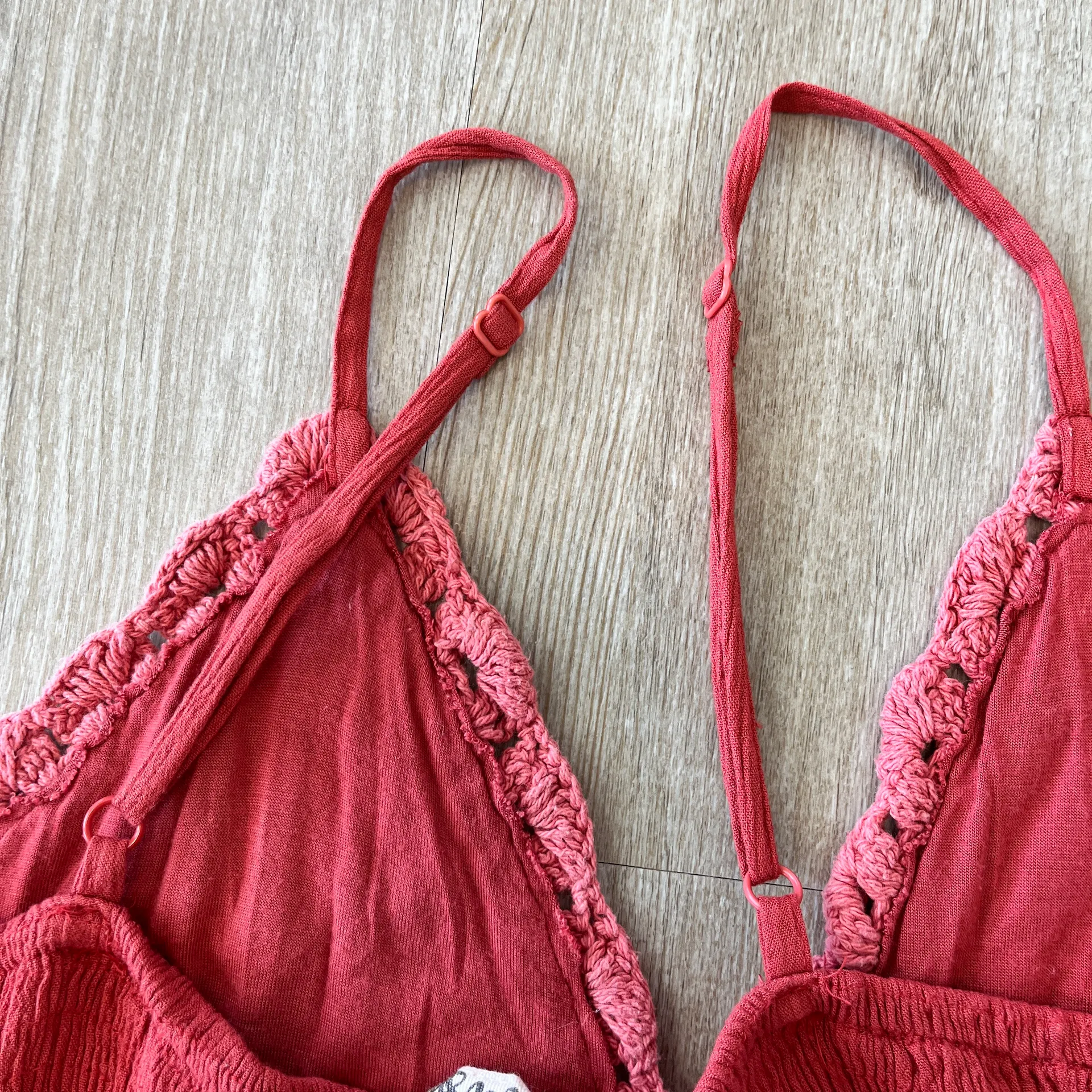 Womens Blush Orange Crochet Top Dress - Image 5