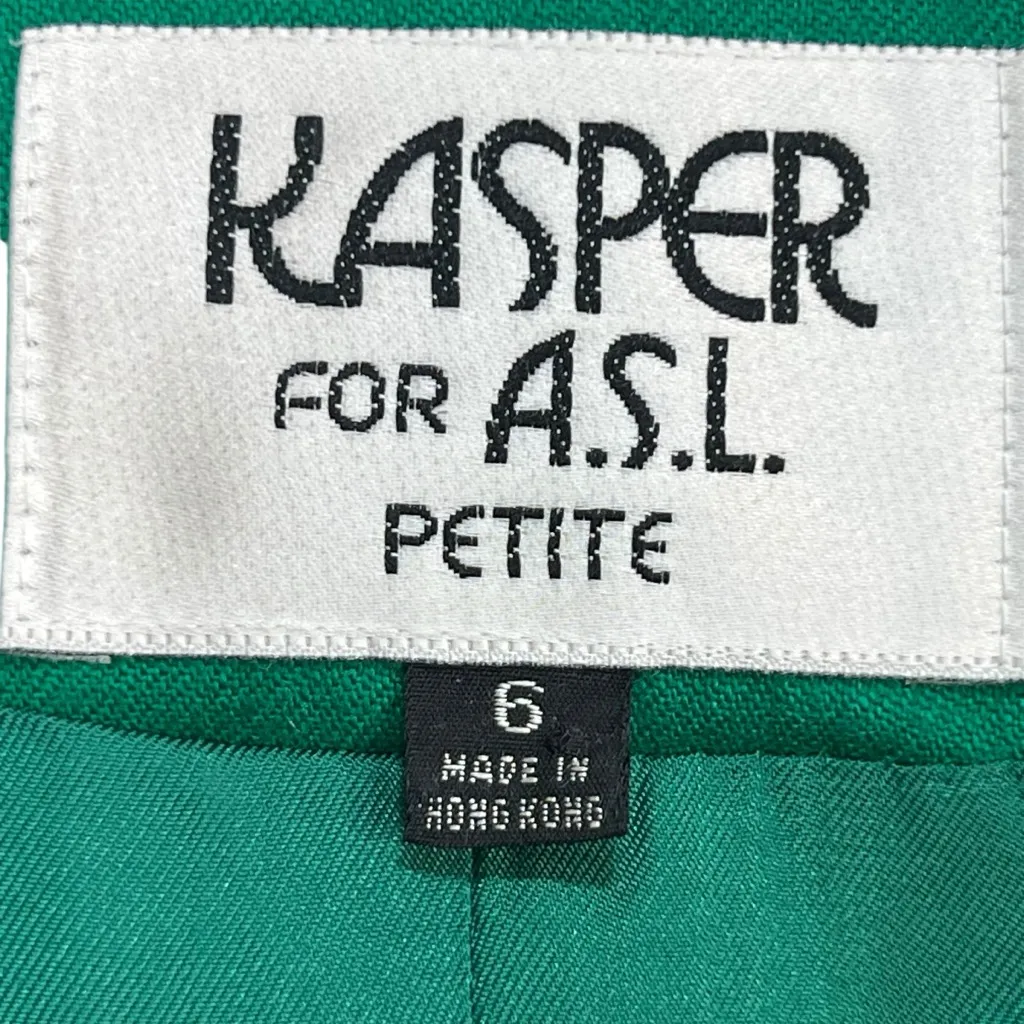 Kasper for A.S.L. Petite Vintage Wool Kelly Green Women’s Blazer Size 6 - Image 5