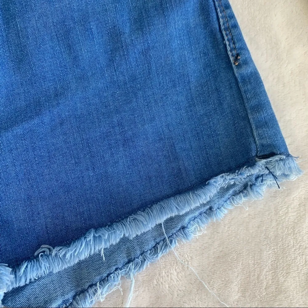 𝅺Bluesteel denim HIGH WAIST denim Jean shorts size 24 BLUE raw hem STRETCHY NEW - Image 7