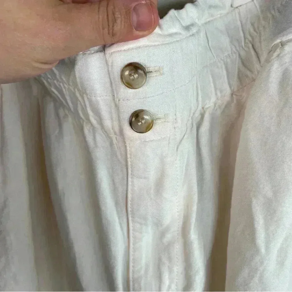 Madewell White Linen Blend‎ Pull On Paperbag Shorts - Image 4