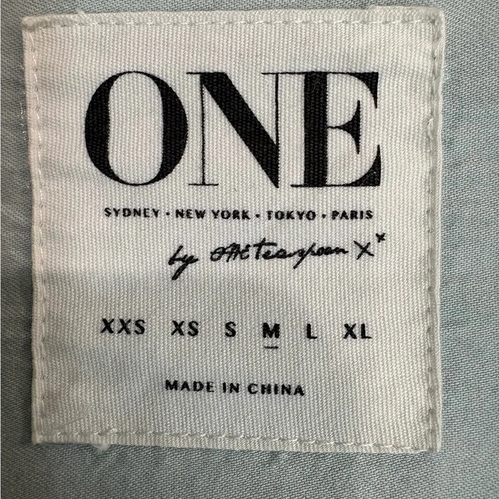 ONE by One Teaspoon Sage Green Hi Low Button Down Shirt Medium NWOT Boho Casual - Image 2