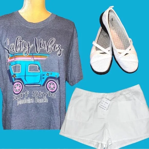 Surf style gray graphic salty life style T-shirt! New - Image 2