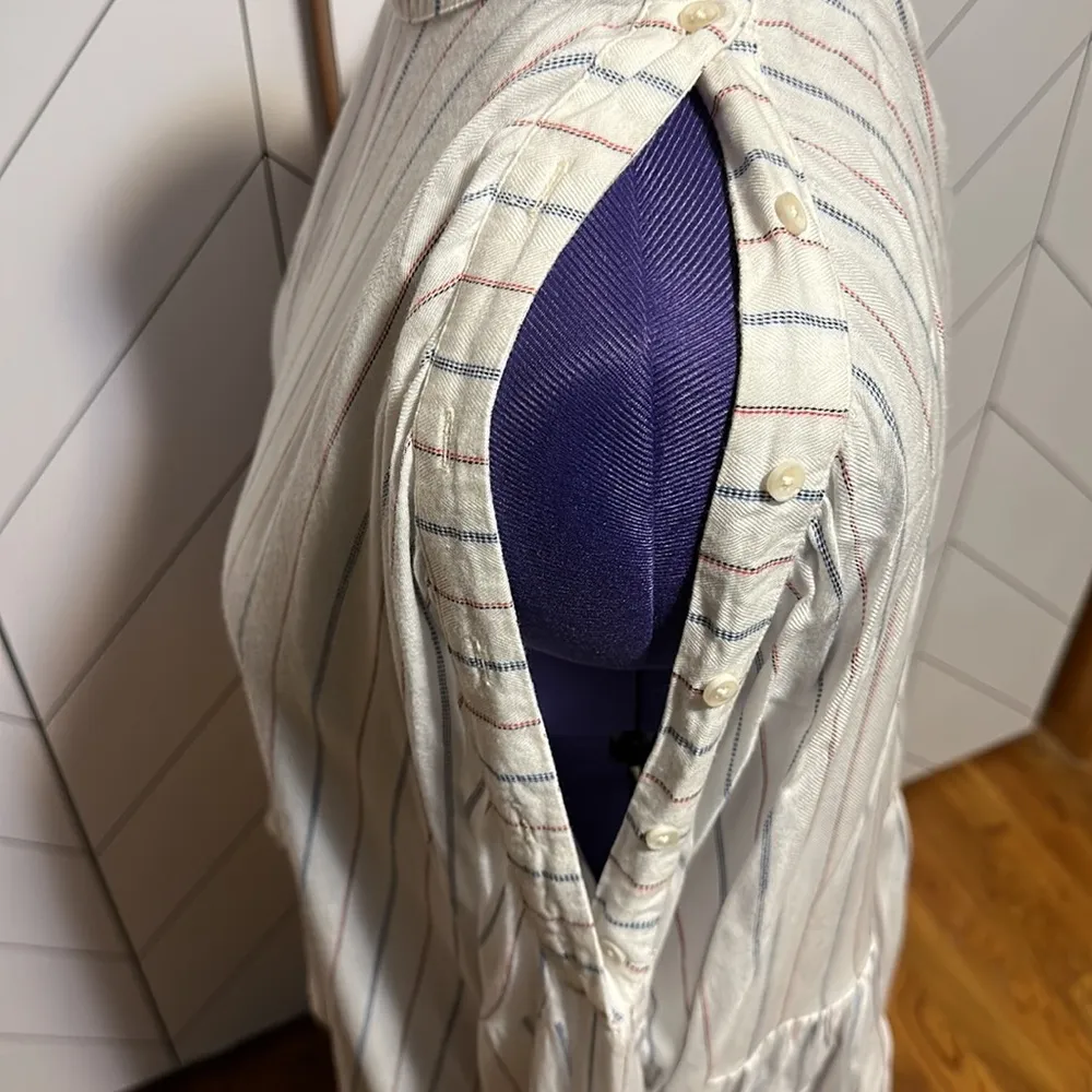 Free People White Striped Cut Out Backless Long Sleeve Top Shirt Womens Large - Image 5