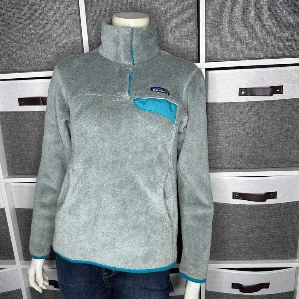 Patagonia  Re-Tool Snap T Fleece Pullover Gray Teal Quarter Snap Kangaroo Pocket - Image 11