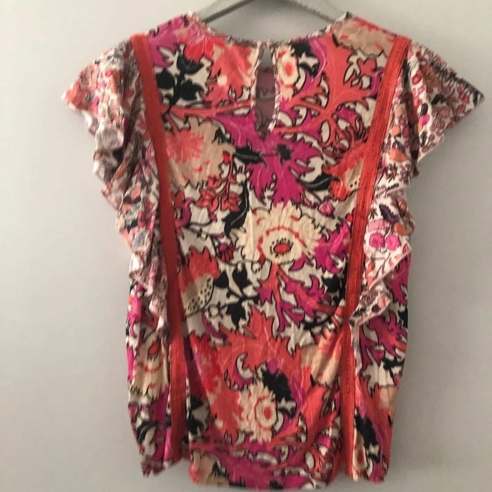 Anthropologie Conditions Apply Zofana Top Pink Floral Ruffle NEW - Image 6