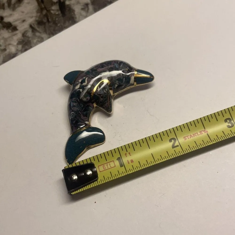 Hand Made Hand Crafted Ceramic Brooch Pin Dolphin Hand Painted - Image 6