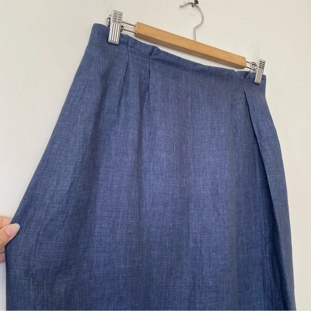 PESERICO Sign Linen Mini/Knee Length Skirt Blue Sz 42 US 6 Medium - Image 4