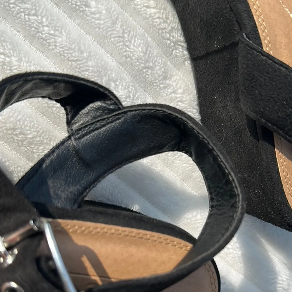 ASOS Black Suede Sandals with Wide Strap and Cushioned Sole - Image 7