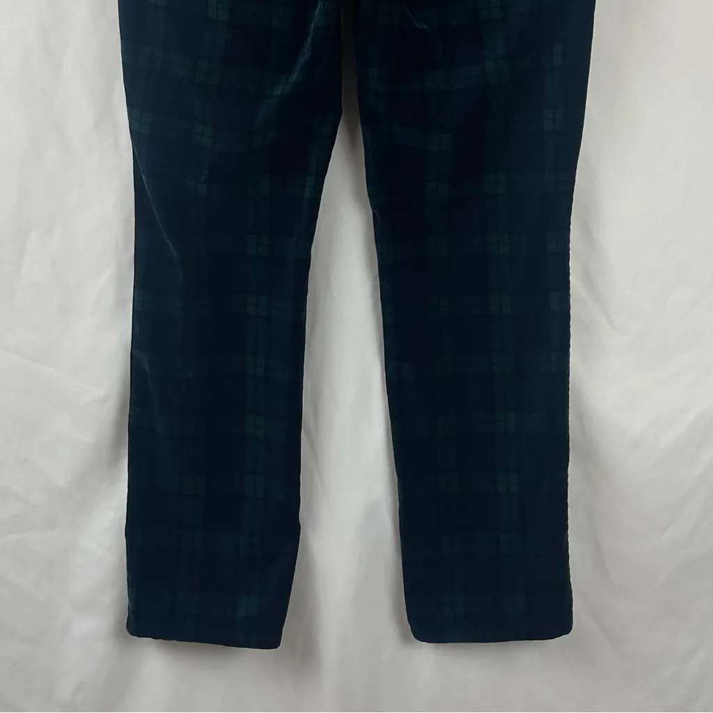 Talbots Navy Green Plaid Velvet Straight Leg Pants Size 10P - Image 7