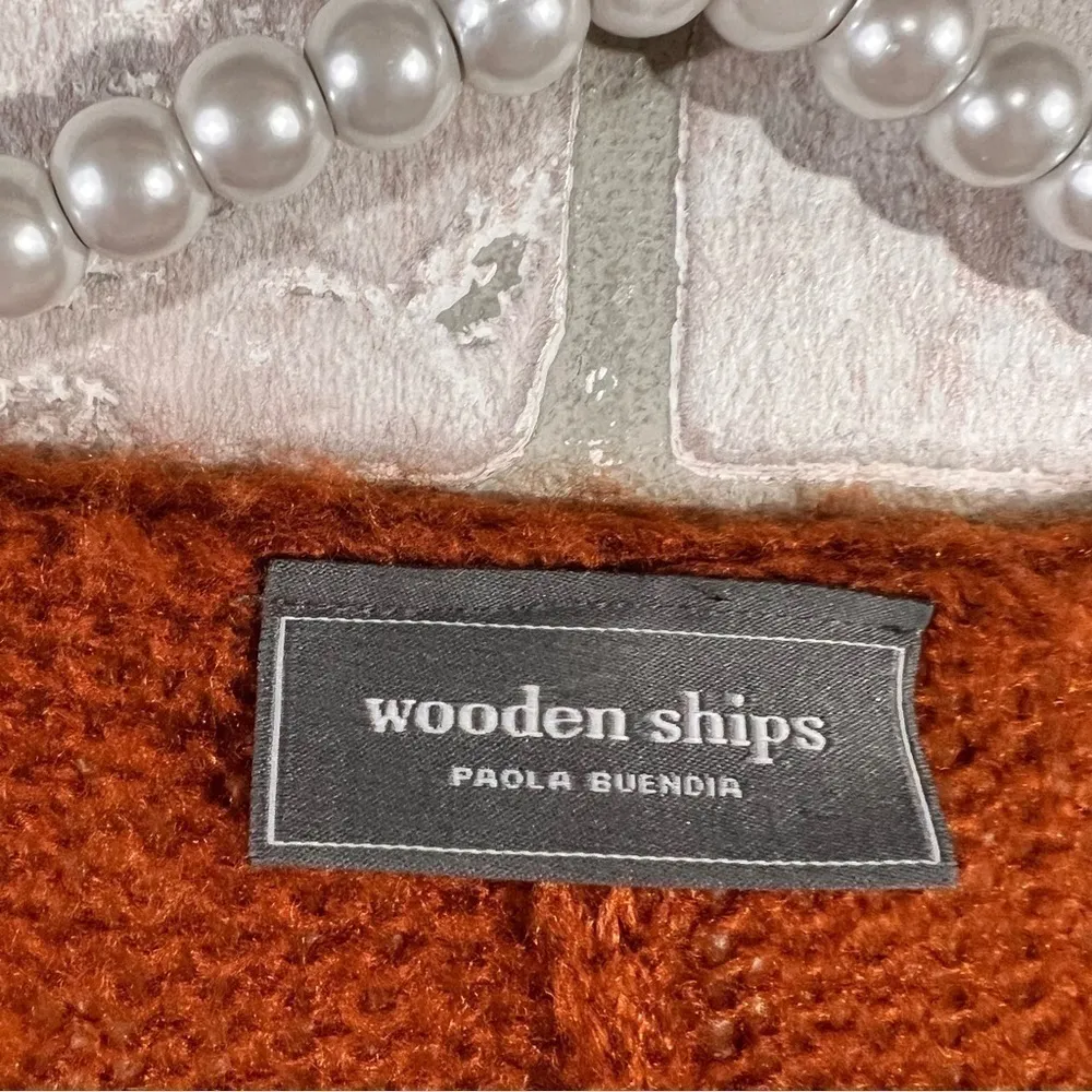 Wooden Ships Rust Lightweight Button Front Relaxed Cardigan Sweater Size S/M - Image 8